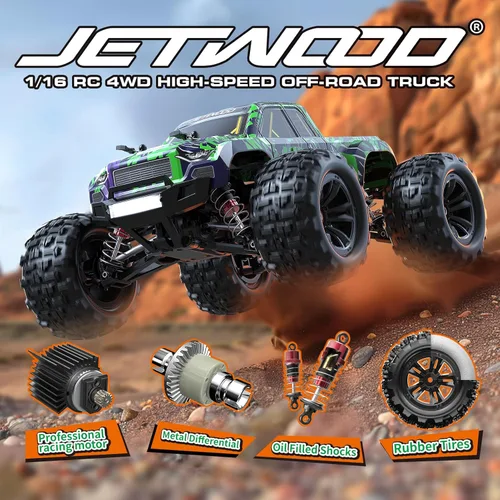 Miniatura 2 de Jetwood 1/16 Coche Rápido de Control Remoto para Adultos, Coches RC Eléctricos 4WD RTR, Regalos de Camiones RC de Alta Velocidad para Niños, RC