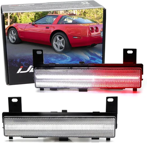 iJDMTOY Kit de luces LED completas de posición/marcador lateral con lente semiclaro blanco/rojo compatible con Chevrolet 1988-1996 C4 Corvette,