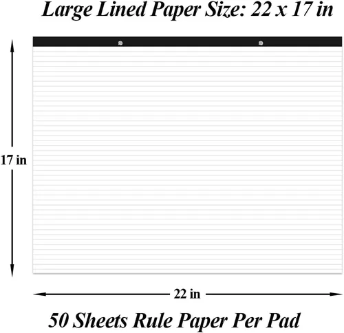 Miniatura 2 de Yaridar Bloc de papel rayado grande - Bloc de notas a rayas de 22 x 17 pulgadas, 50 hojas/100 páginas, bloc de notas de papel blanco de 3.53 oz/m²