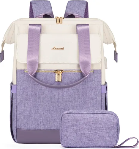 Miniatura 16 de LOVEVOOK Mochila para laptop para mujeres, mochila de trabajo convertible con bolso con puerto USB, Trabajo