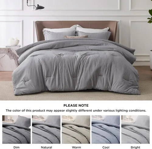 Miniatura 239 de Bedsure Juego de edredón Twin/Twin XL, ropa de cama suave beige para todas las estaciones, juego de cama teñido catiónico, 2 piezas, 1 edredón
