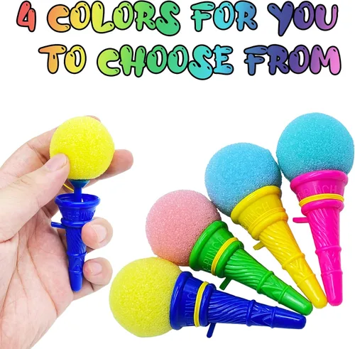 Miniatura 4 de Juuxncgv 30 unidades de juguetes para hacer helados, lanzador de bolas de espuma de helado de 4 pulgadas, mini bolas de esponja de cono para niños