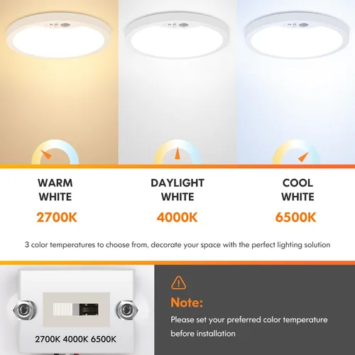 Miniatura 3 de Brightever Lámpara de Techo con Sensor de Movimiento de 7 Pulgadas Cableada, 15W 1500LM Lámpara de Techo Empotrada, Ultra Delgada 0.67 Pulgadas