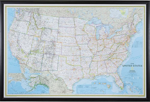 Miniatura 10 de Craig Frames mapa de viaje clásico de los Estados Unidos, Papel, 24 x 36 pulgadas
