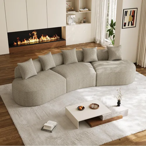 Miniatura 21 de Sofá modular de gran tamaño de 131 pulgadas para sala de estar, moderno sofá de lujo de felpilla de 4 plazas extra profundo y ancho, con 4 cojines