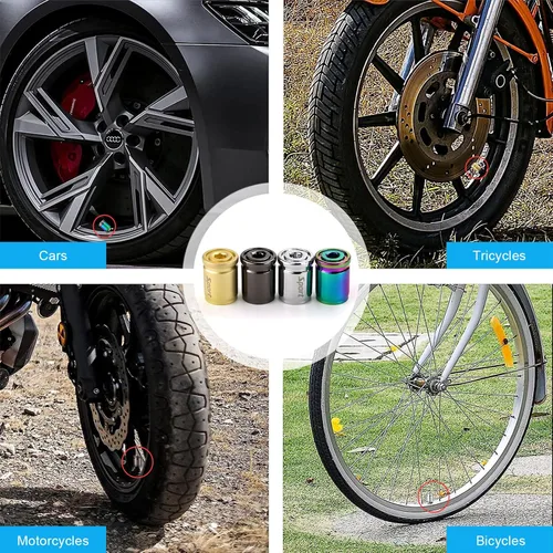 Miniatura 6 de Dickno 4 piezas tapones con bloqueo para válvulas de neumáticos de automóvil, cubiertas antirrobo para válvulas de rueda automáticas con sello