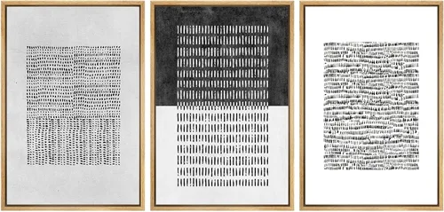 Miniatura 410 de SIGNWIN Lienzo enmarcado para pared, arte con pinceladas de flujo neutro en tonos beige abstractos, ilustraciones, arte moderno, decorativo