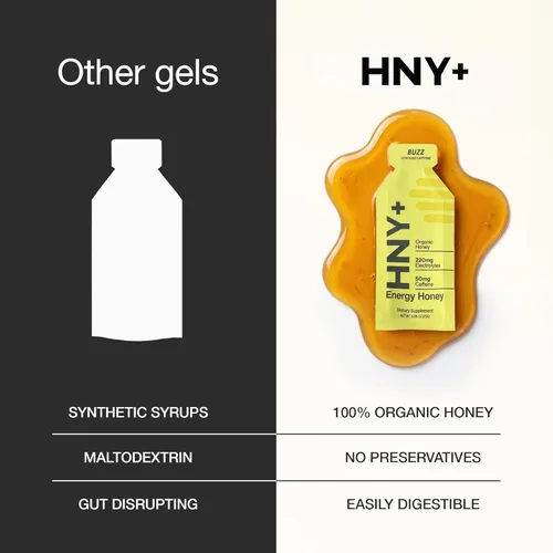 Miniatura 5 de HNY+ Gel energético de miel orgánica con electrolitos, magnesio, sal marina y potasio, sin gluten y vegano, geles de entrenamiento, para gimnasio