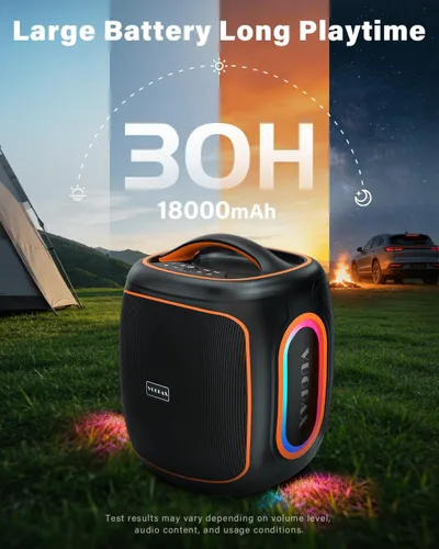 Miniatura 6 de Altavoz Bluetooth de 120 W, altavoz para exteriores de 6.5 pulgadas con graves súper profundos, 18000 mAh 30H, BT5.4, IP65 impermeable, luces RGB