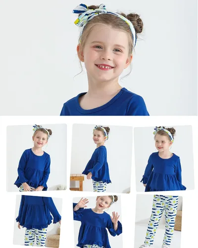 Miniatura 166 de Kucnuzki Conjunto de ropa para bebé niña pequeña, camisa de manga con volantes, pantalón floral, ropa de otoño e invierno para niña