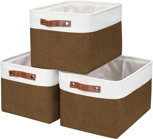 Miniatura 27 de Bagnizer 13x13 Cajas de almacenamiento cúbicas, caja de almacenamiento plegable de tela, paquete de 4 cestas de armario con asas para organizar