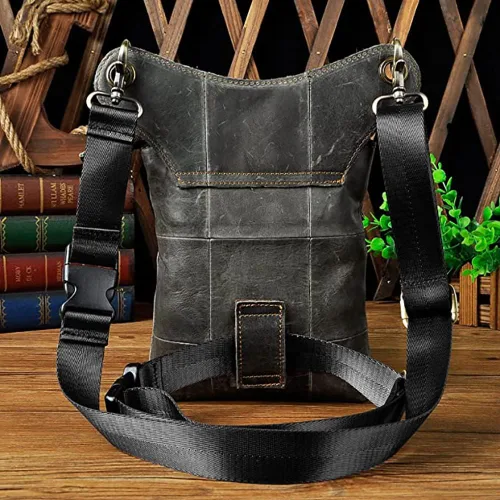 Miniatura 4 de Le'aokuu Riñonera deportiva de cuero genuino para mujer y hombre, riñonera, para montar a la cadera, para muslo, piernas cruzadas