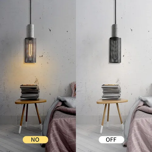 Miniatura 5 de Paquete de 1 lámpara colgante moderna con hormigón y pantalla de metal negro de 4 pulgadas, lámpara colgante industrial, iluminación de techo, isla