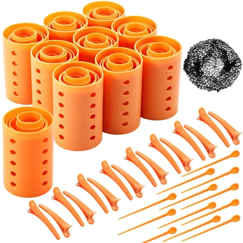 Miniatura 7 de El juego de 141 rodillos para el cabello incluye 60 rodillos de plástico (multicolor, 6 tamaños)