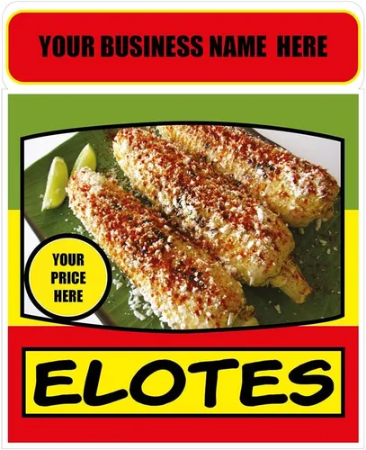 Miniatura 7 de Calcomanías personalizadas para camiones de alimentos Elotes Mexican Food and Beverage Concession Concession Sign 10 in en el diseño lateral más 10