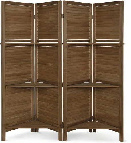 Miniatura 11 de Bluecat Divisor de habitación de 4 paneles con estantes, pantalla de privacidad plegable de 64 pulgadas de ancho x 67 pulgadas de alto, pared