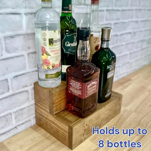 Miniatura 5 de Estante escalonado para botellas Expositor de botellas de licor de 2 niveles Organización de bar Estante de encimera de cocina (Early American)