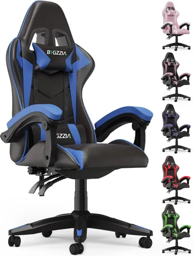 Silla de juegos Bigzzia, silla de juego de computadora con soporte lumbar, sillas de videojuegos cómodas para adultos y niños, silla de jugador