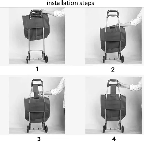 Miniatura 5 de Bolsa de repuesto para carrito de compras, bolsa de carrito portátil de 71 litros para carrito de compras, bolsa de almacenamiento impermeable de 1