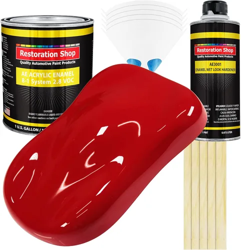 Miniatura 16 de Restoration Shop - Pintura de esmalte acrílico Monza Red para autos - Kit completo de pintura de galón - Recubrimiento profesional de alta Rojo