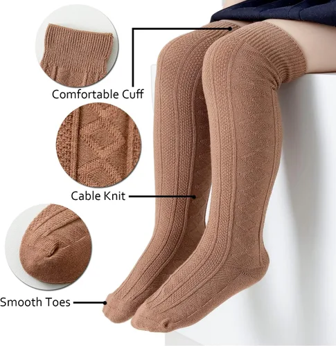 Miniatura 60 de EPEIUS Calcetines altos hasta la rodilla para bebés y niños pequeños (paquete de 3/5)