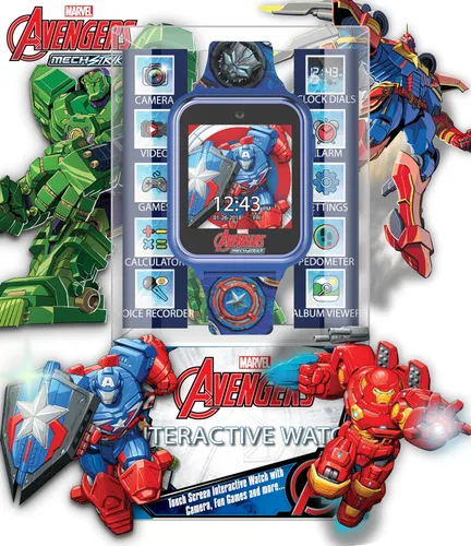 Miniatura 2 de Marvel Avengers - Reloj inteligente para niños, pantalla táctil con héroes Mech Strike, juegos, cámara selfie, rastreador de pasos, temporizador
