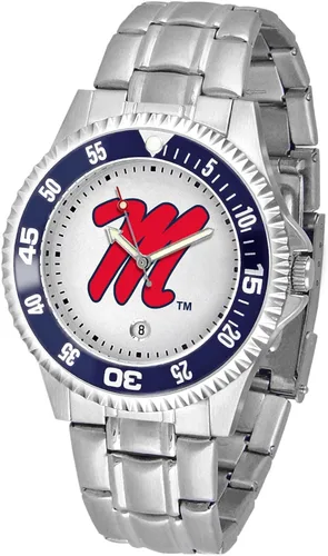 Miniatura 48 de SunTime Reloj de cuarzo de 1.575 in para hombre, correa de acero inoxidable de 0.787 in, esfera Gameday Tulane ola verde