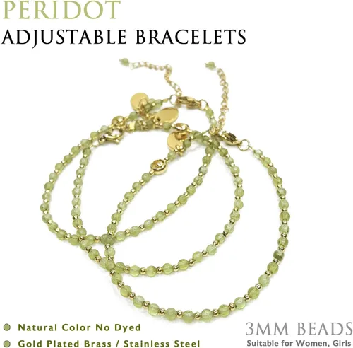Miniatura 3 de Morchic - Pulsera ajustable de pulgadas para mujer, con mini cuentas de gemas naturales, serie de dijes de gemas de energía, regalo de cumpleaños
