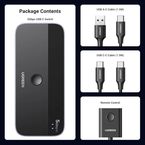 Miniatura 8 de UGREEN Entrada de interruptor USB A y C para computadoras, comparte 4 puertos, selector de conmutación para PC, laptop, teclado, ratón, cámara web