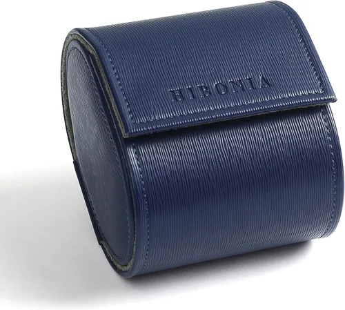 Estuche de viaje para reloj para hombre, de piel sintética, portátil, organizador de caja de almacenamiento de relojes (individual, azul rey)