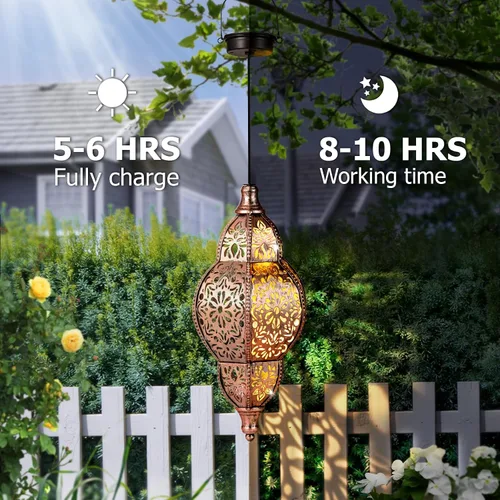 Miniatura 5 de Faroles solares impermeables para exteriores, farol solar colgante para decoración de jardín, luces decorativas de jardín para patio, césped