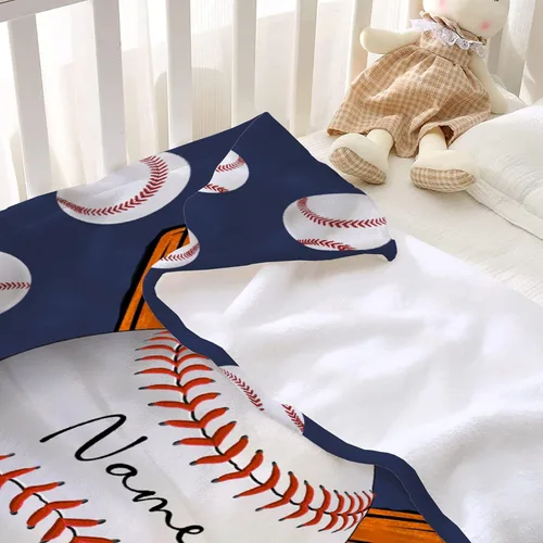 Miniatura 3 de Manta personalizada de béisbol para sofá, manta personalizada con nombre, manta ligera de felpa mullida de 60 x 50 pulgadas, para adolescentes