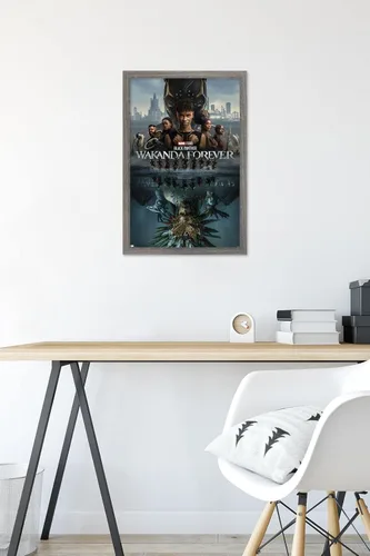 Miniatura 6 de Marvel Black Panther: Wakanda Forever - Póster de pared de una hoja, 22.4 pulgadas de largo x 14.7 pulgadas de ancho, versión enmarcada de madera