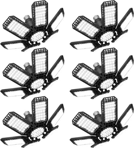 Miniatura 7 de Paquete de 2 Luces de Garaje, 200W 20000LM 6500K Luces LED de Taller, Luces LED de Techo de Garaje con 6+1 Paneles Ajustables para Sótano, Granero