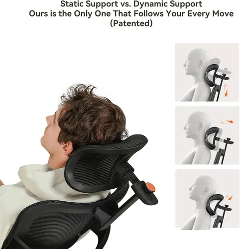 Miniatura 6 de Newtral - Silla ergonómica de oficina - Silla de escritorio para oficina en casa con soporte lumbar adaptable, con reposapiés, reposabrazos 4D, Negro