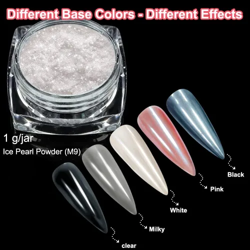 Miniatura 2 de 2 cajas de polvo de uñas de cromo perla blanca – Polvo de pigmento cromado transparente transparente brillante para uñas, uñas inspiradas efecto
