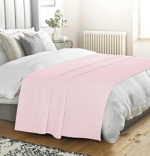 Miniatura 4 de Belizzi Home - Manta para cama 100% algodón, transpirable, tamaño individual, cobija térmica de algodón, perfecta para cubrir cualquier cama en Rosa
