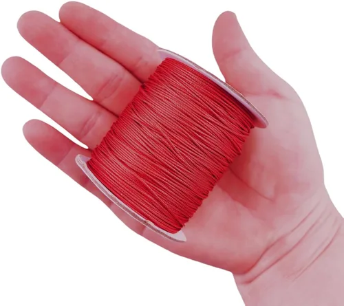 Miniatura 3 de Cordón de poliéster encerado para hacer joyas, cuerda encerada con carrete para hilo de bricolaje (rojo, 0.020 in (150 yardas))