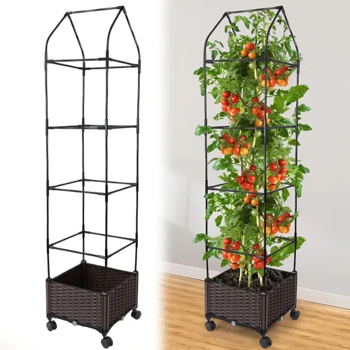 Miniatura 9 de Kalolary 2 juegos de cama de jardín elevada con patas, cajas de plantas de patio, flores vegetales, contenedor elevado para plantas