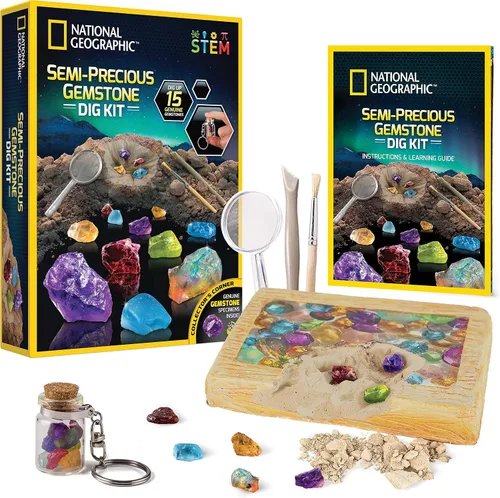 Miniatura 10 de Kit de excavación de piedras de nacimiento National Geographic - Kit de ciencia con 12 piedras de nacimiento genuinas, incluye un diamante real