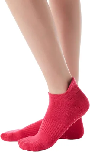 Miniatura 28 de Calcetines de yoga con dedos de pilates con empuñaduras para mujer, antideslizantes, acolchados, florales, calcetines tobilleros para baile de ballet