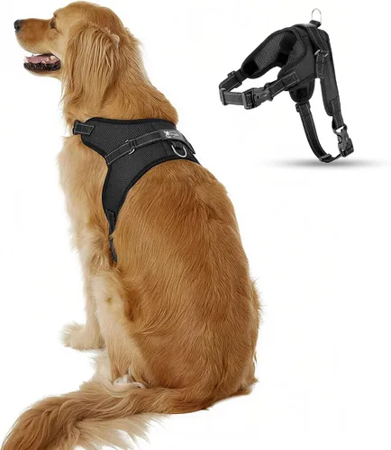 Miniatura 15 de Arnés ajustable reflectante para perro con asa evita tirones, XXS, Negro