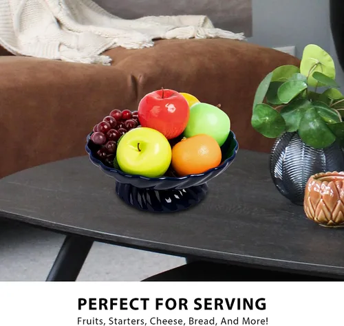 Miniatura 3 de Cuenco de frutas de cerámica de 9.5 pulgadas, plato decorativo para servir, bandeja de frutas o cesta de frutas para encimeras de cocina, granjas