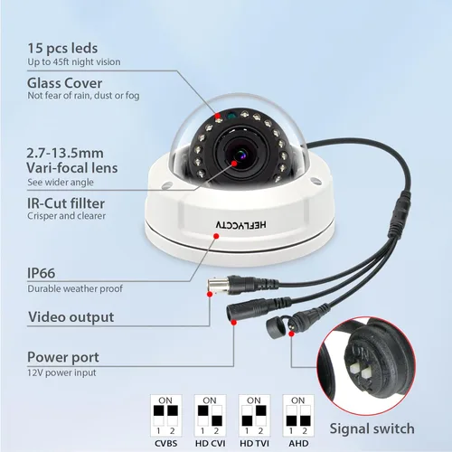 Miniatura 2 de Cámara analógica de seguridad domo de 5MP 4 en 1 TVI/CVI/AHD/CVBS vigilancia CCTV cámaras para interiores y exteriores 0.106-0.531 in lente