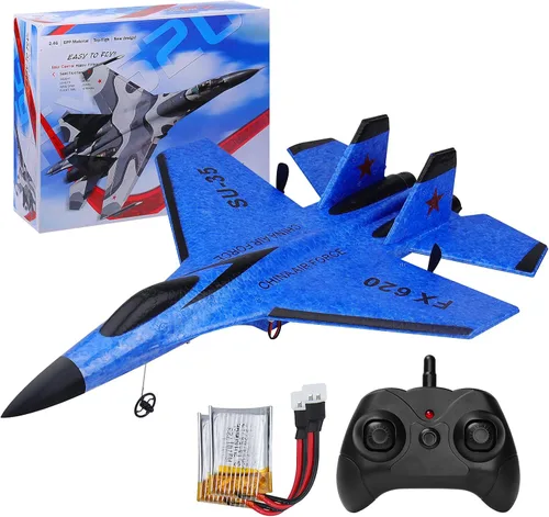 Miniatura 8 de Avión RC 2CH Avión RC 2.4GHz Avión de control remoto RTF SU35 RC Jet Fácil de volar FX620 Avión Juguetes RC Aviones RC para adultos, niños y Rojo