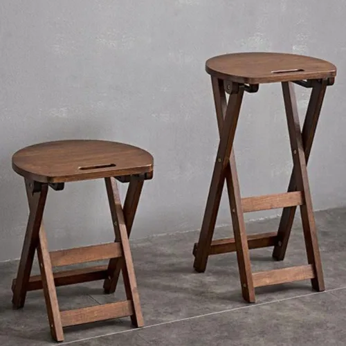 Miniatura 2 de Taburete plegable de 24 pulgadas, taburete de madera para mostrador de madera, taburetes de bar altos de bambú portátiles con asa, silla plegable