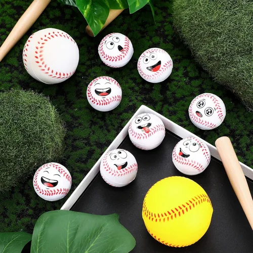 Miniatura 3 de Arrowbash 12 piezas de mini bolas de estrés con cara para niños y niñas, bolas de espuma para apretar con cara divertida deportiva para alivio