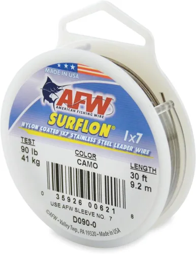 Miniatura 29 de Alambre de pesca americano Surflon recubierto de nailon 1x7 de acero inoxidable, línea líder de pesca para agua salada, prueba de 10 libras - prueba