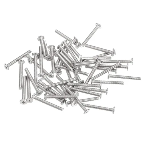 Miniatura 24 de Uxcell M1-0.25 x 2 mm 50 piezas Tornillos de cabeza plana redonda 304 de acero inoxidable Phillips Drive tornillos de máquina para fijación