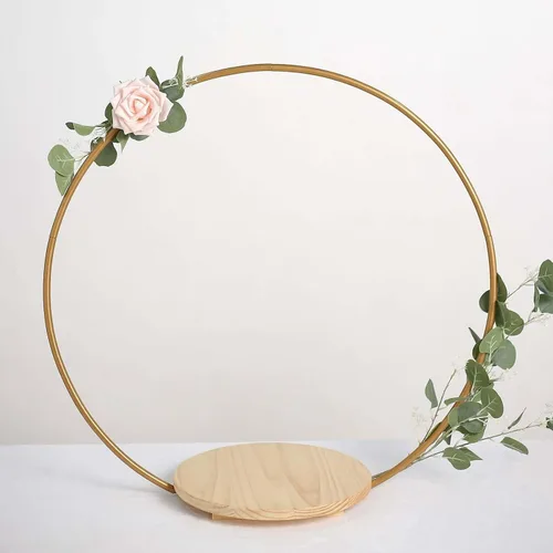 Miniatura 2 de Efavormart - Soporte redondo para tartas de arco de boda, exhibición de centros de mesa florales de metal, 33 pulgadas Redondo - Oro